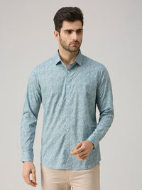 Men's Green Printed Slim Fit Shirts