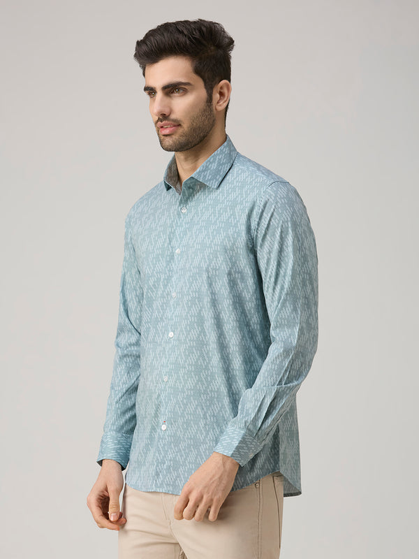 Men's Green Printed Slim Fit Shirts