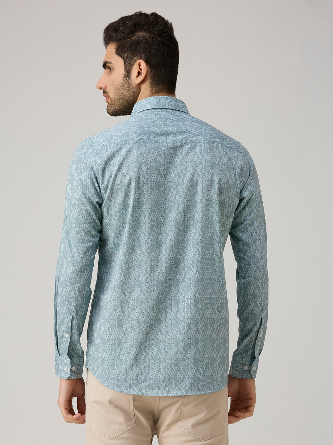 Men's Green Printed Slim Fit Shirts