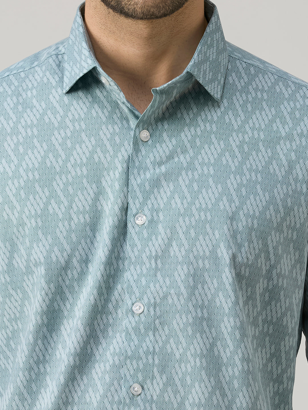 Men's Green Printed Slim Fit Shirts