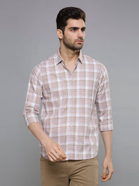 Men's Brown Checks Slim Fit Shirts
