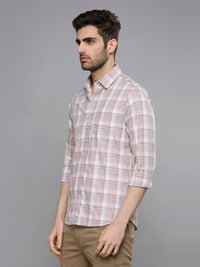 Men's Brown Checks Slim Fit Shirts