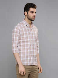 Men's Brown Checks Slim Fit Shirts
