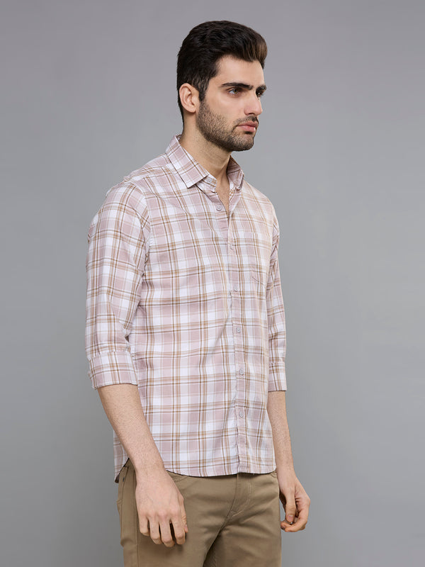 Men's Brown Checks Slim Fit Shirts