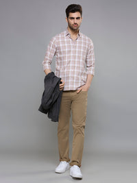 Men's Brown Checks Slim Fit Shirts