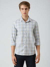 Men's Grey Checks Slim Fit Shirts