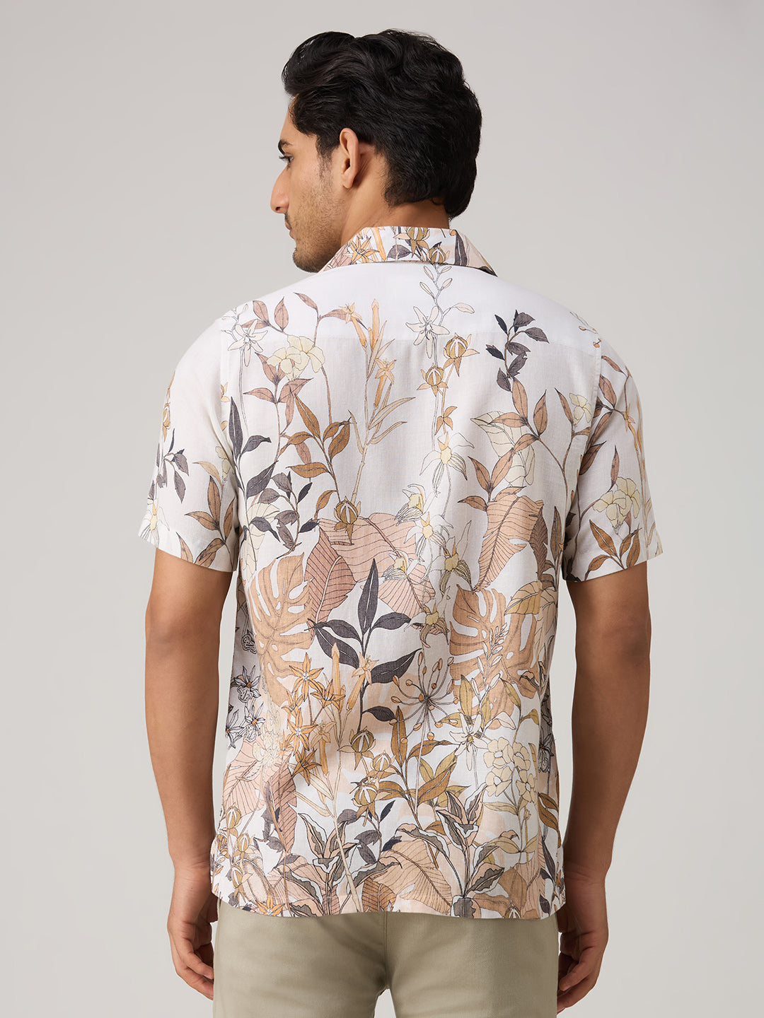 Men's Peach Printed Slim Fit Shirts