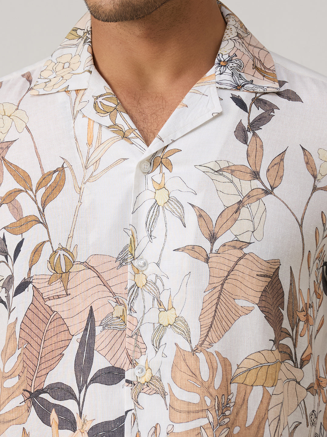 Men's Peach Printed Slim Fit Shirts