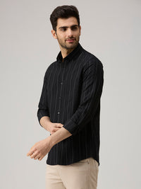 Men's Black Striped Slim Fit Shirts