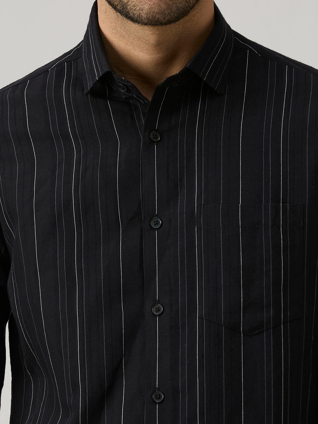 Men's Black Striped Slim Fit Shirts