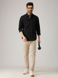 Men's Black Striped Slim Fit Shirts