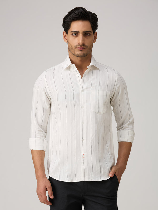 Men's White Striped Slim Fit Shirts