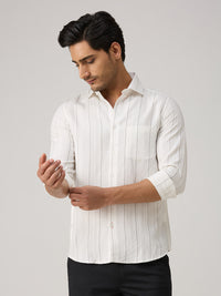 Men's White Striped Slim Fit Shirts