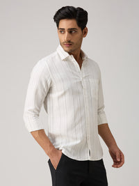 Men's White Striped Slim Fit Shirts