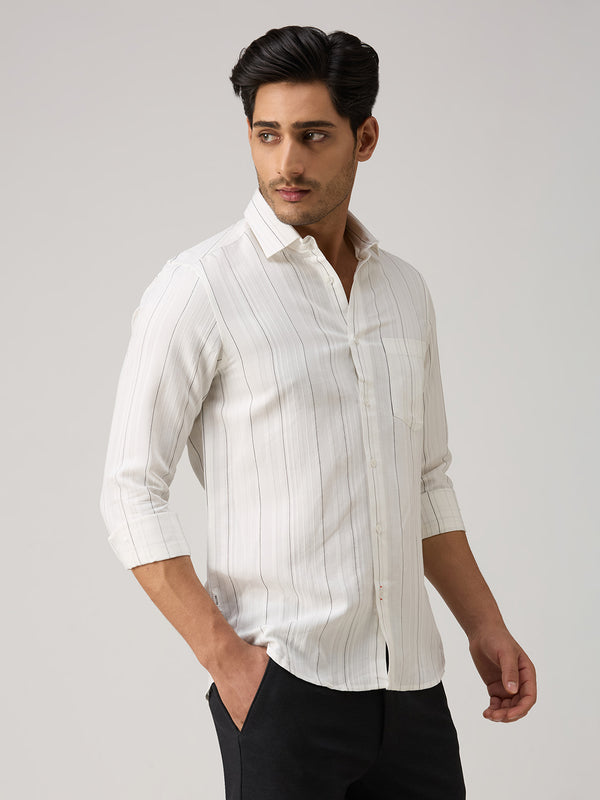 Men's White Striped Slim Fit Shirts