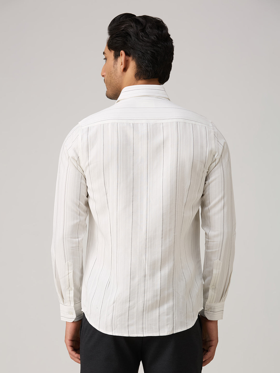 Men's White Striped Slim Fit Shirts