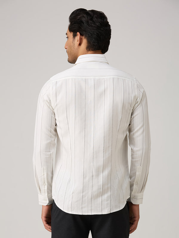 Men's White Striped Slim Fit Shirts