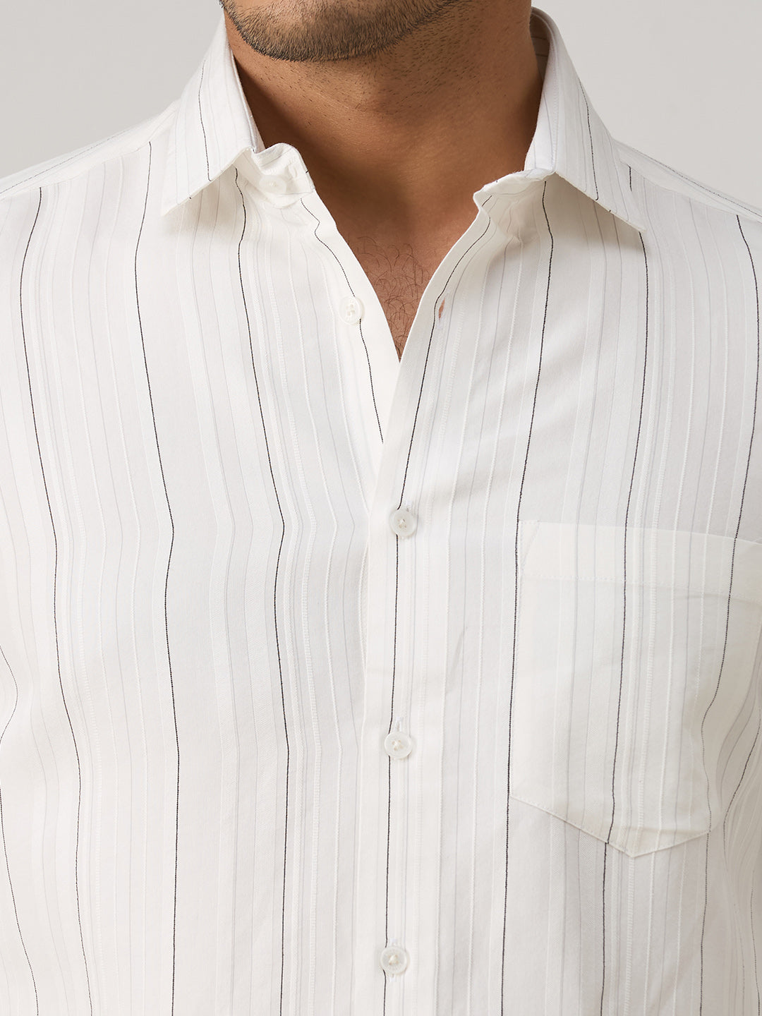Men's White Striped Slim Fit Shirts