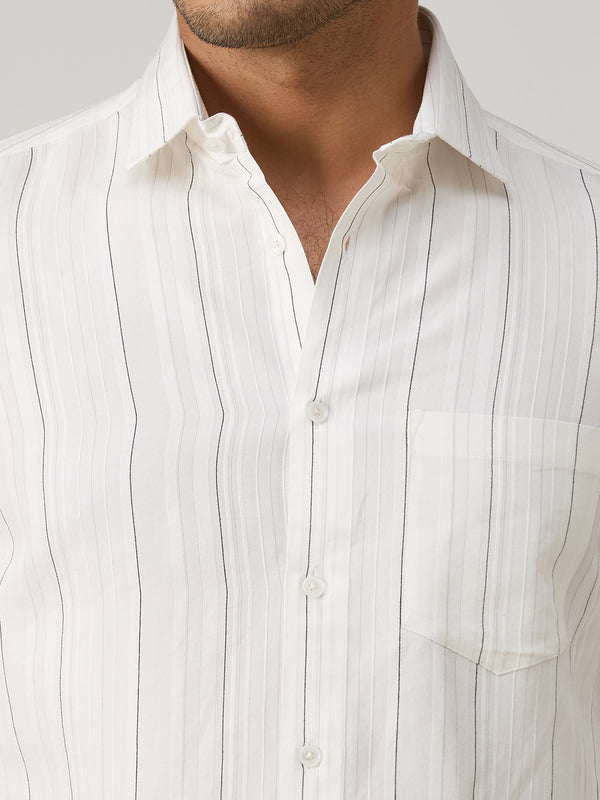 Men's White Striped Slim Fit Shirts
