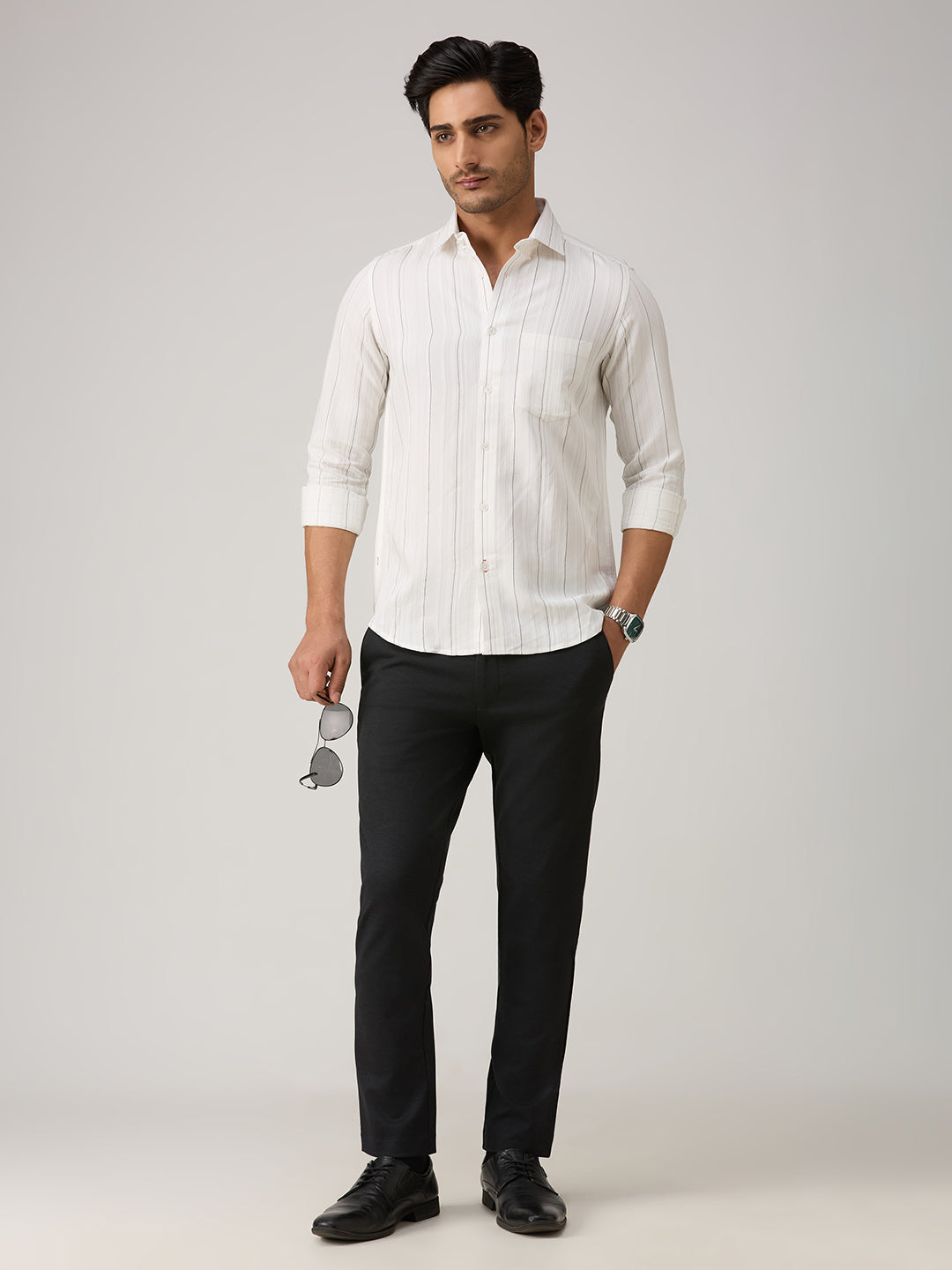 Men's White Striped Slim Fit Shirts