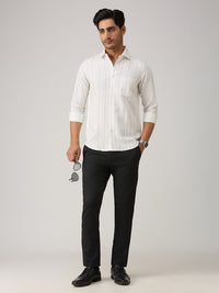 Men's White Striped Slim Fit Shirts