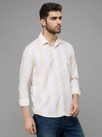Men's Yellow Striped Slim Fit Shirts