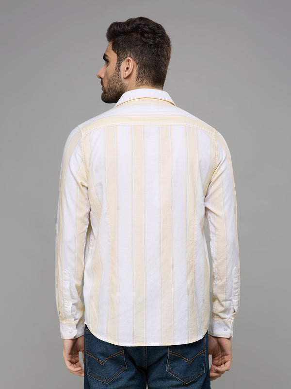 Men's Yellow Striped Slim Fit Shirts