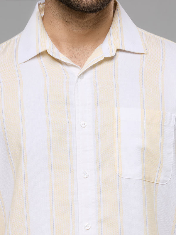 Men's Yellow Striped Slim Fit Shirts