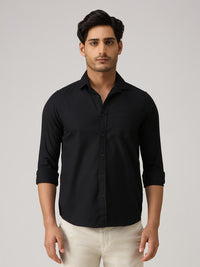 Men's Black Solid Slim Fit Shirts