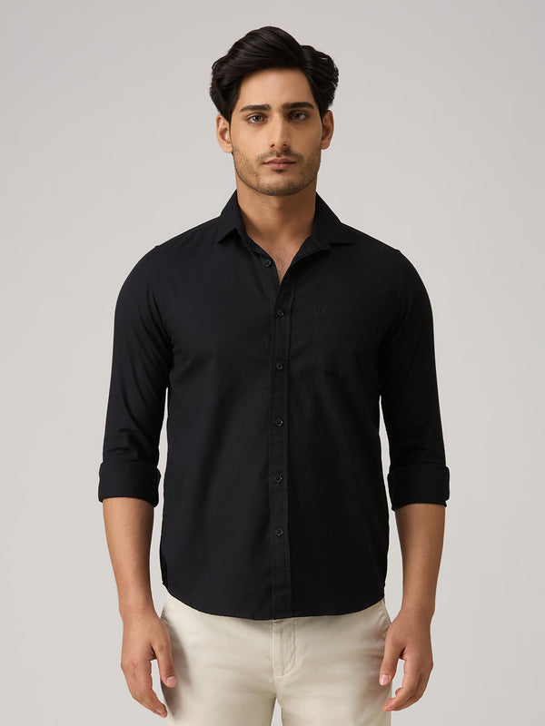 Men's Black Solid Slim Fit Shirts