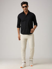 Men's Black Solid Slim Fit Shirts