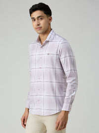 Men's Pink Checks Slim Fit Shirts