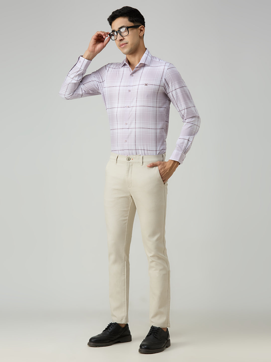 Men's Pink Checks Slim Fit Shirts