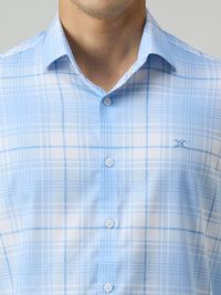 Men's Sky Blue Checks Slim Fit Shirts