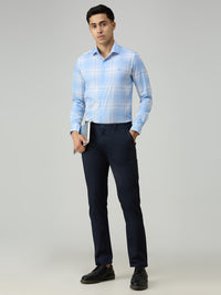 Men's Sky Blue Checks Slim Fit Shirts