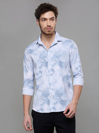 Men's Grey Printed Slim Fit Shirts