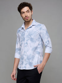 Men's Grey Printed Slim Fit Shirts