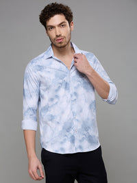 Men's Grey Printed Slim Fit Shirts
