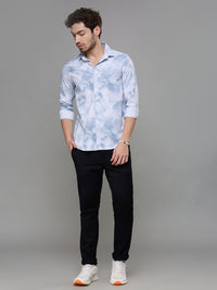 Men's Grey Printed Slim Fit Shirts