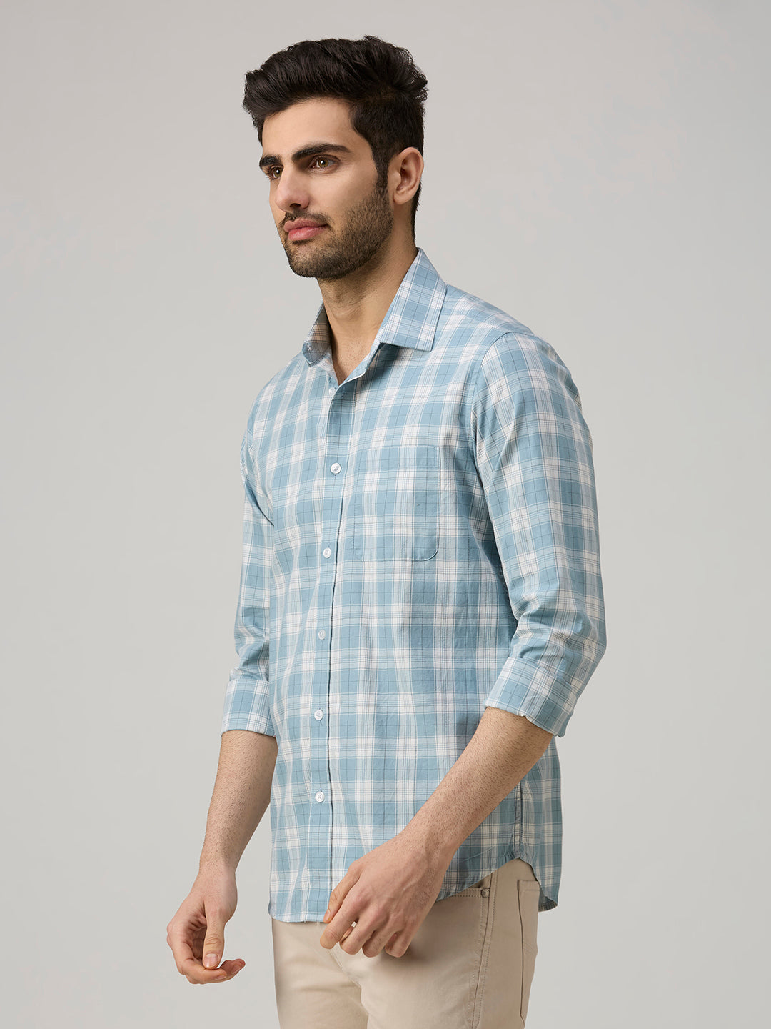 Men's Blue Checks Slim Fit Shirts
