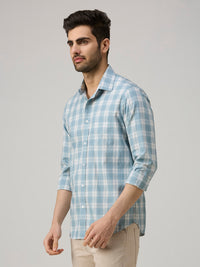 Men's Blue Checks Slim Fit Shirts