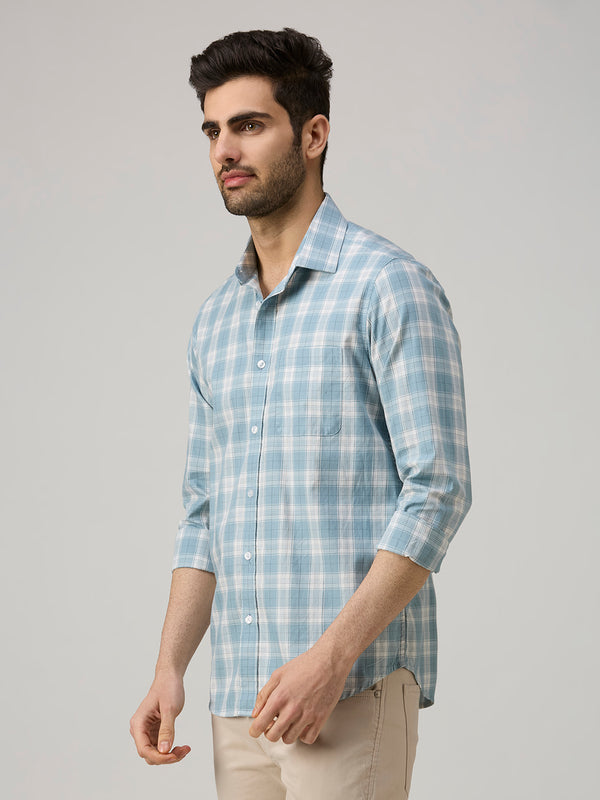 Men's Blue Checks Slim Fit Shirts
