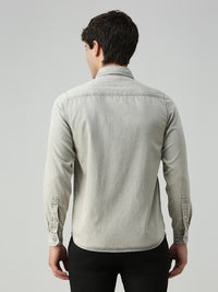 Men's Grey Solid Straight Fit Shirts