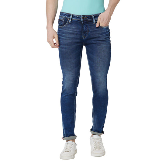 Killer Blue Solid Skinny Fit Jeans For Men