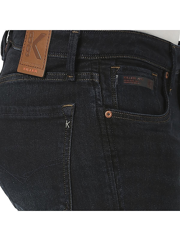 Killer Dark Blue Solid Slim Fit Jeans For Men