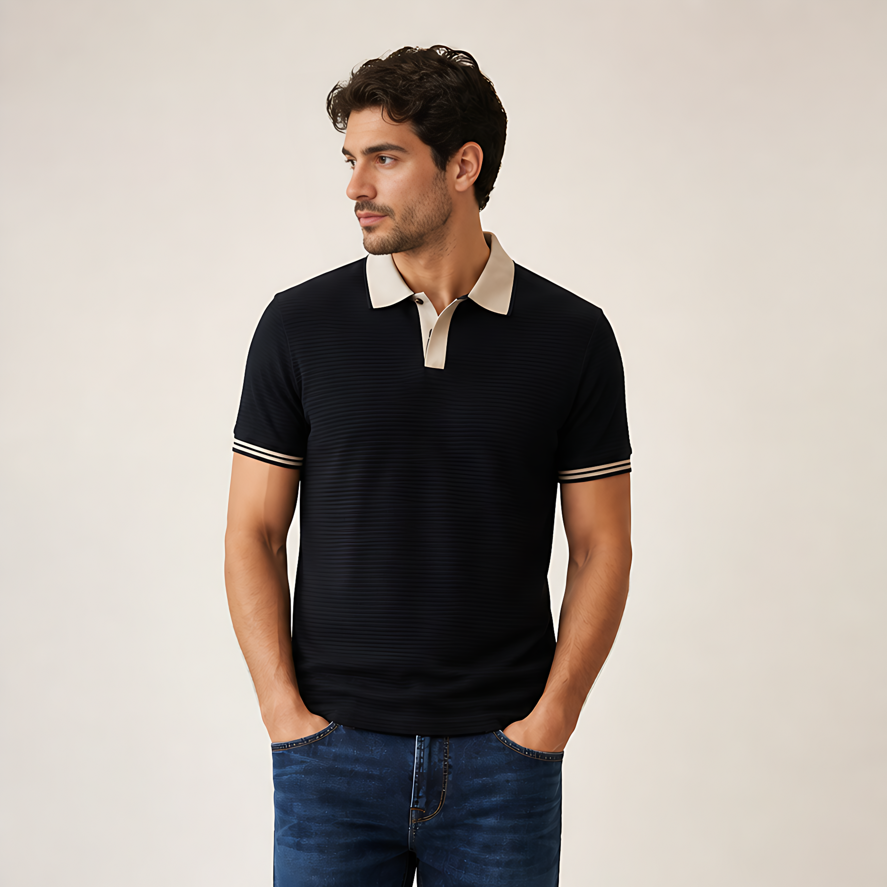 Men's Regular Fit Polo Neck T-shirt - Black