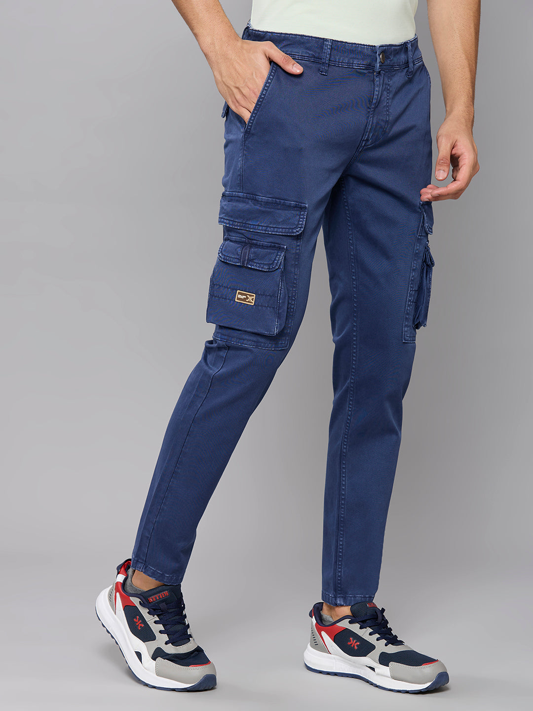 Men's Blue Solid Cargo