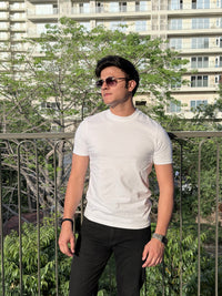 MEN'S REGULAR FIT ROUND NECK T-SHIRT- WHITE