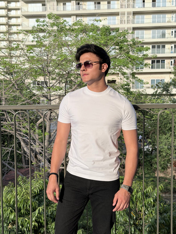 MEN'S REGULAR FIT ROUND NECK T-SHIRT- WHITE