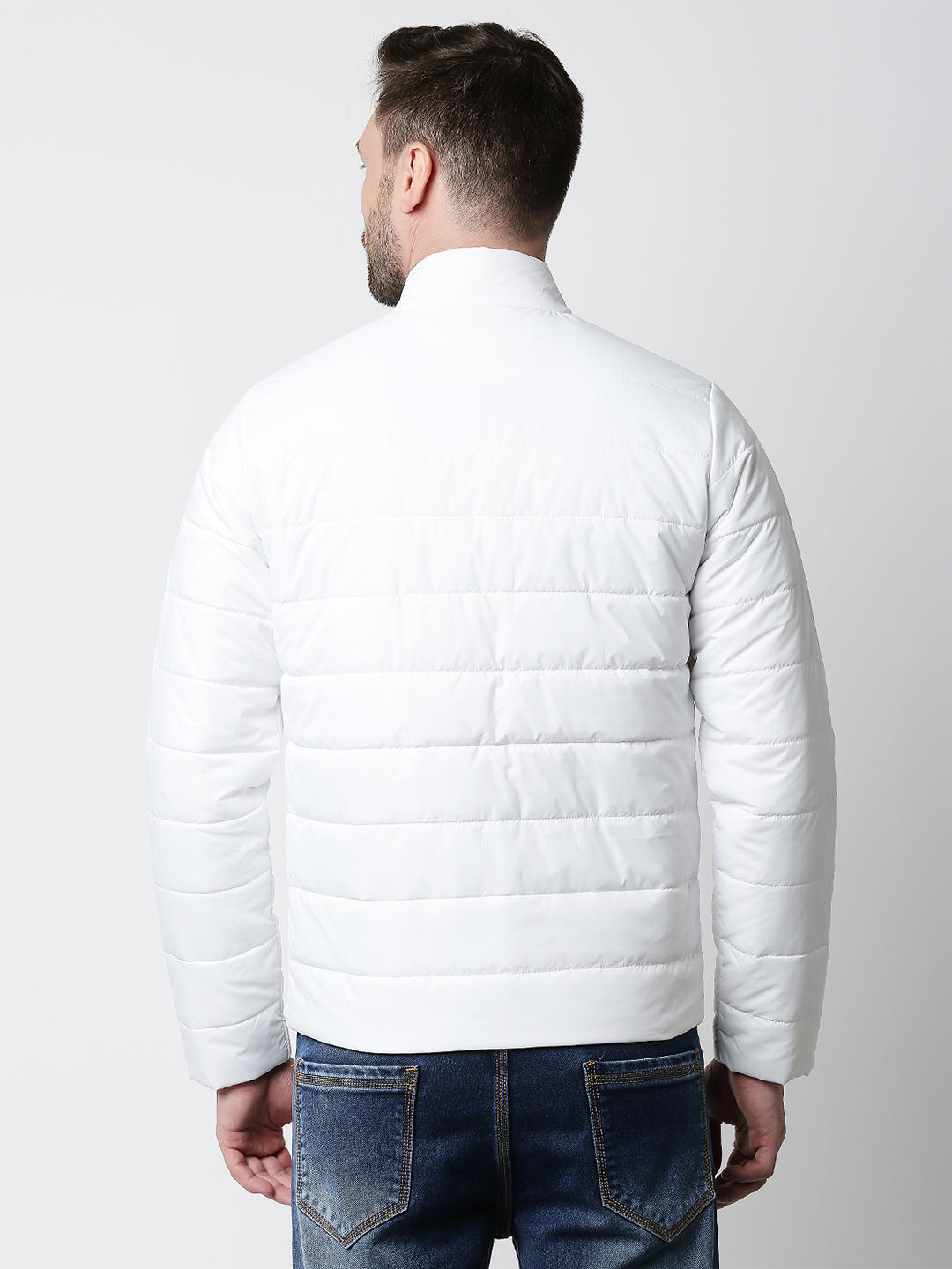 Killer White Solid High Neck Jackets